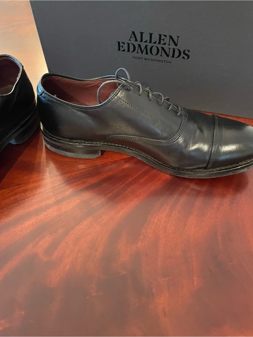 Allen Edmonds Park Avenue Black Cap Derby Shoes